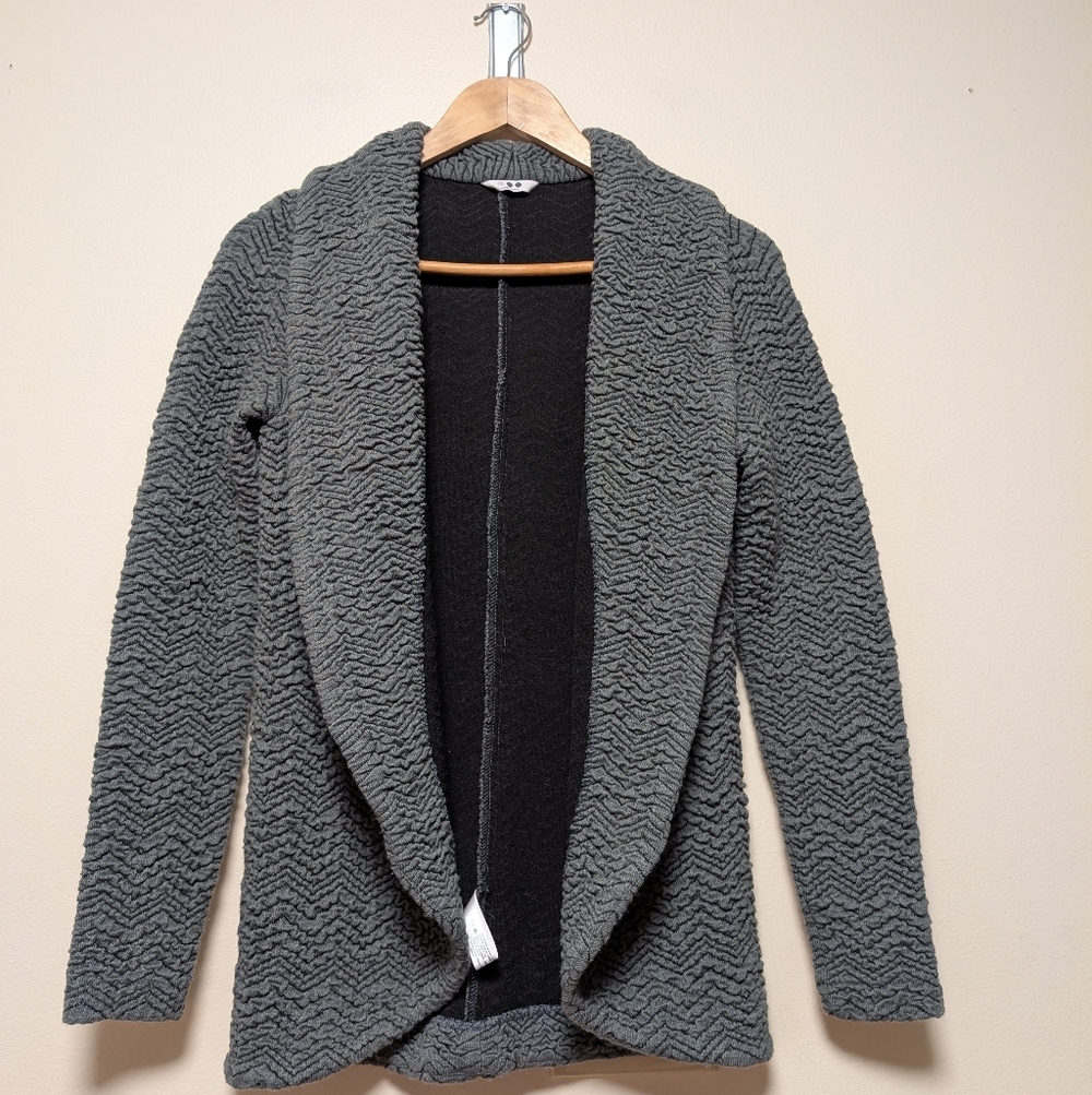 Three Dots Textured Open Front Jacket – Women’s Small – Gray